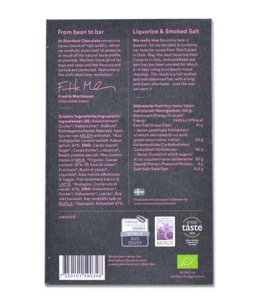 Liquorice & Beech Smoked Sea Salt (67% dark) BIO - Image 4