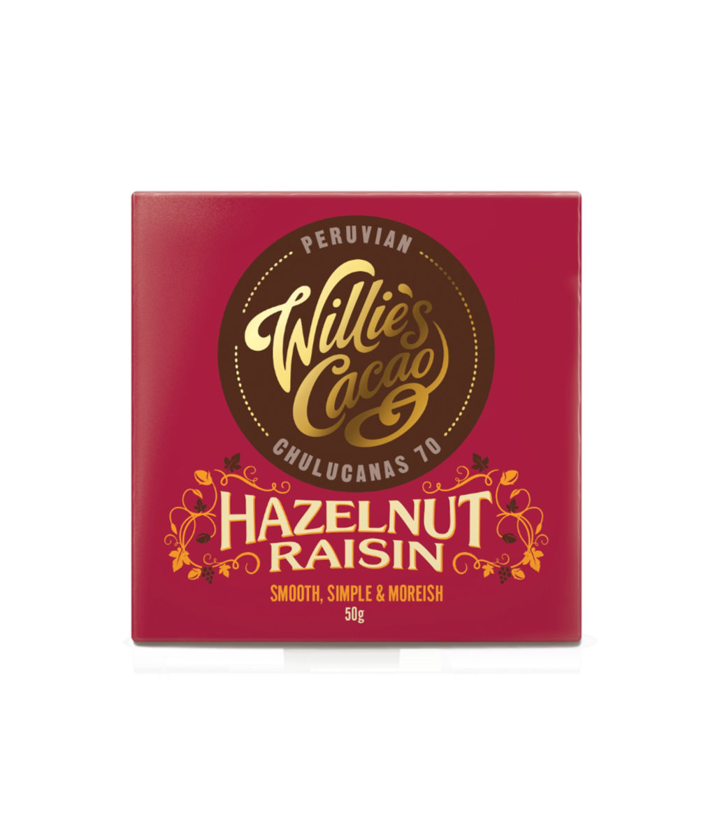 Willies_Hazelnut raisin 50g_1020x1200 Hazelnut Raisin, Peru (70% dark)